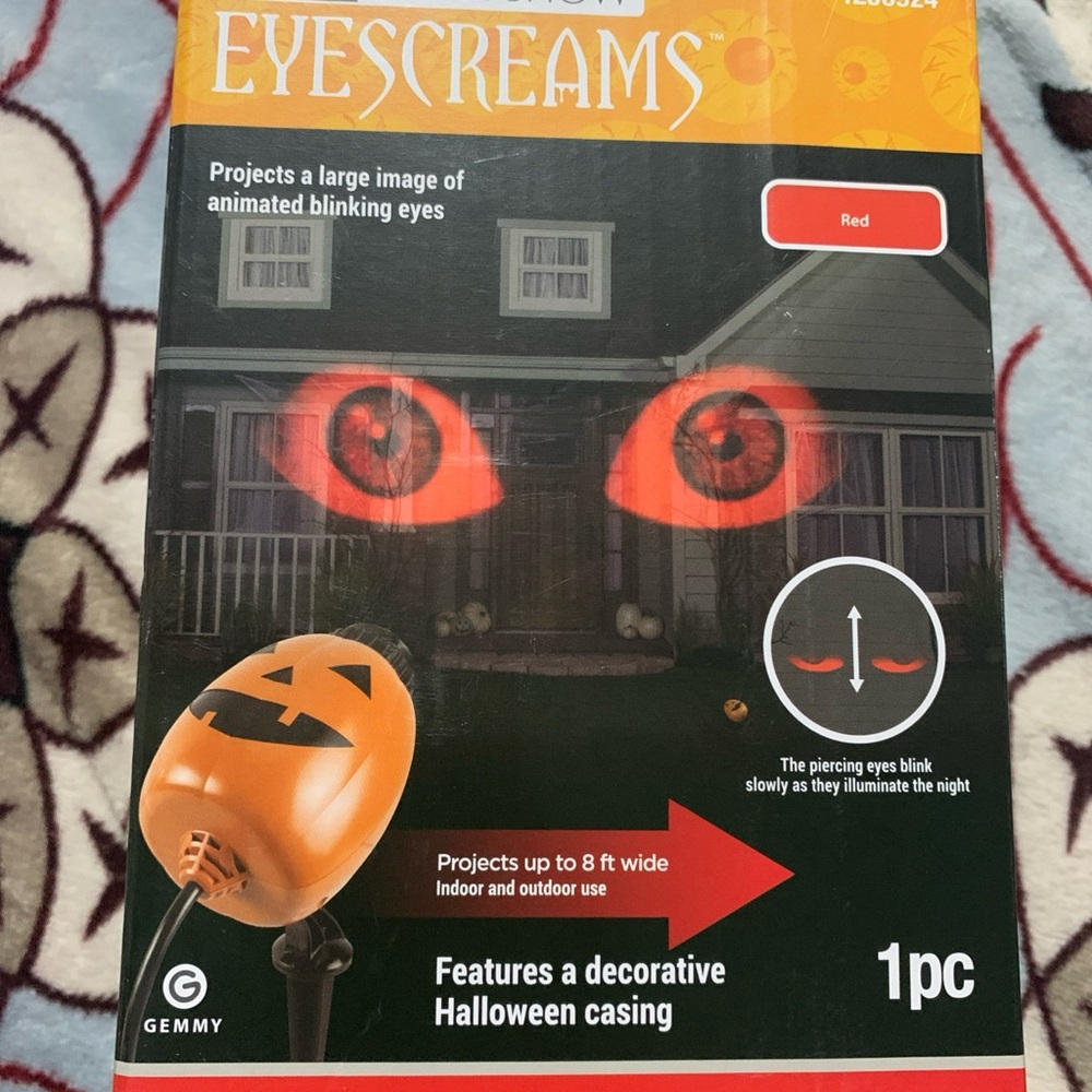 Gemmy Halloween Eyes Cream LED Red/orange Jack O Lantern NIB